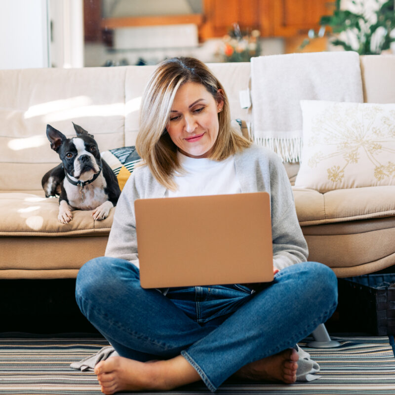 Woman watching webinar